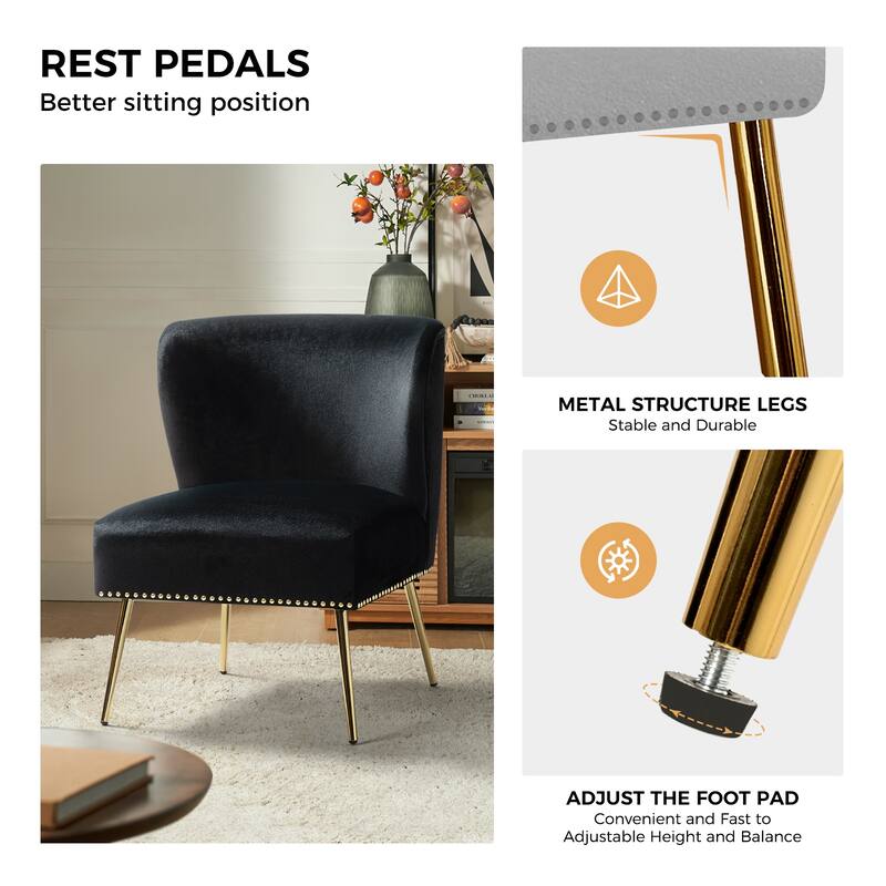 Celtia Modern Velvet Accent Side Chair with Nailhead Trim by HULALA HOME