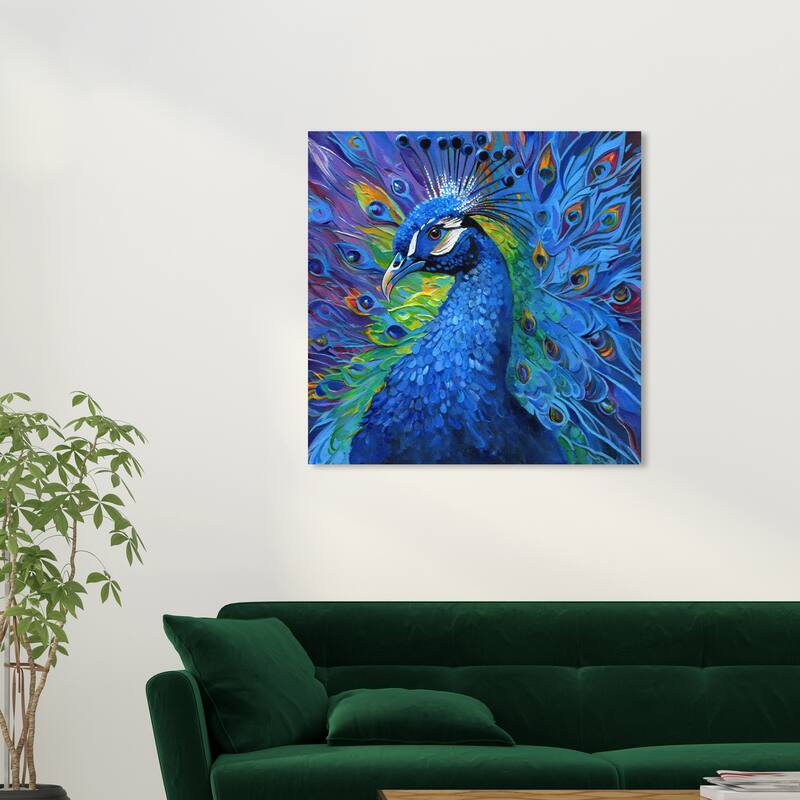 Wynwood Studio Canvas Animals Doll Memories - Blue Peacock Blue and Modern & Contemporary Wall Art Canvas Print - Blue, Green - 30 x 30