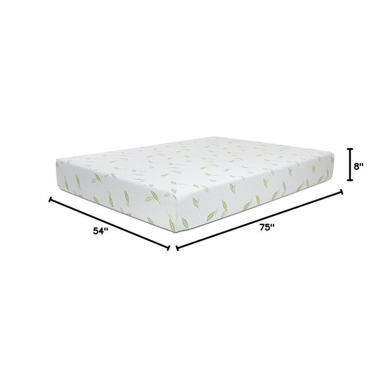 8 Inch Anula Green Tea Infused Memory Foam Mattress, Full Size Mattress