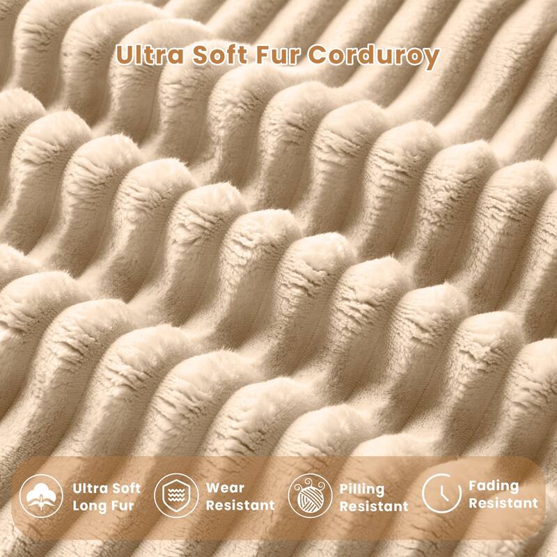 HOOOWOOO Modern Plush Corduroy L-shaped Sofa Chaise Lounge with Ottoman