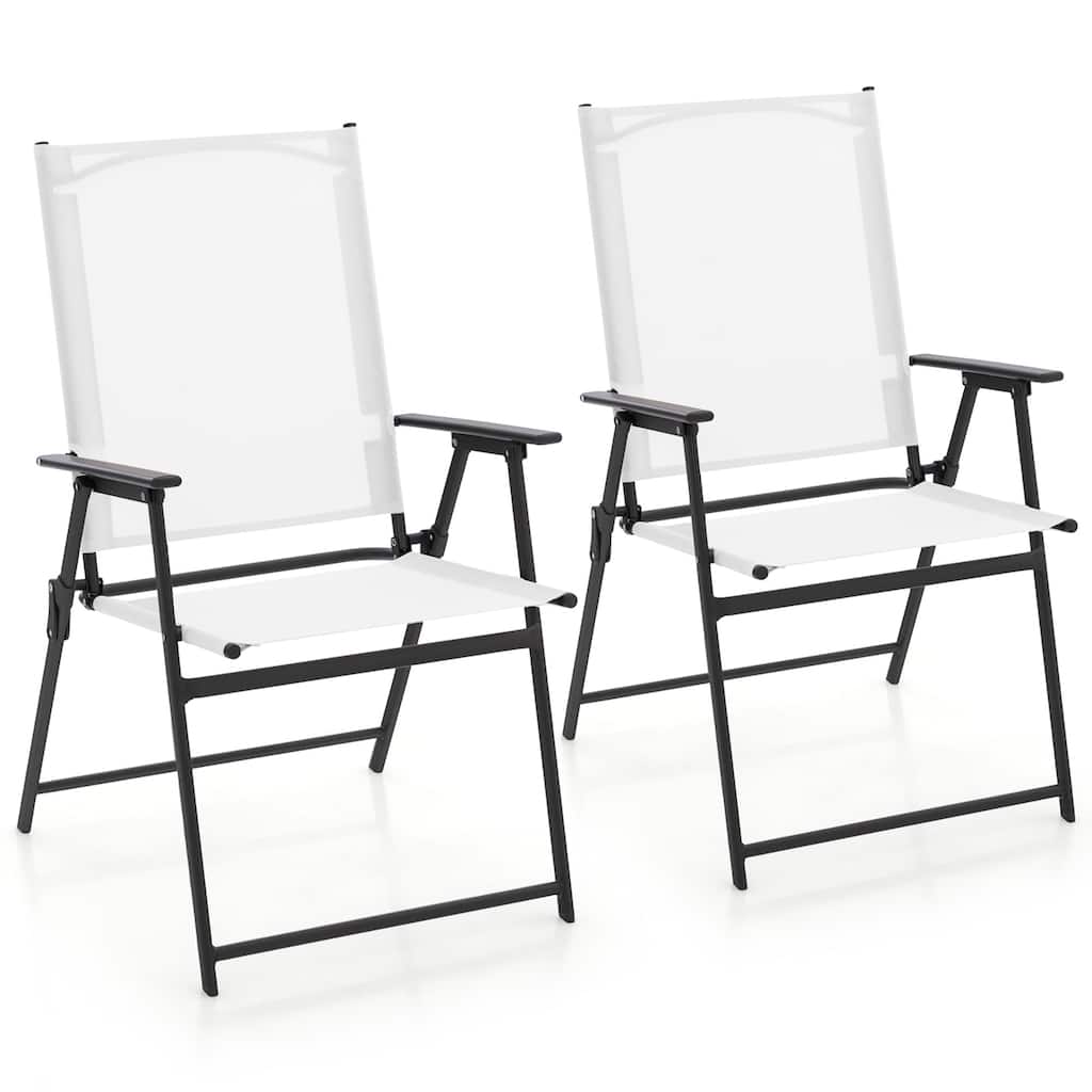 Gymax 2-Piece Patio Folding Chairs High Back Dining Chair Set w/