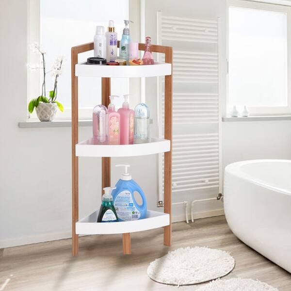 Shop Gymax 3 Tier Corner Shelf Tower Storage Wood Rack Stand