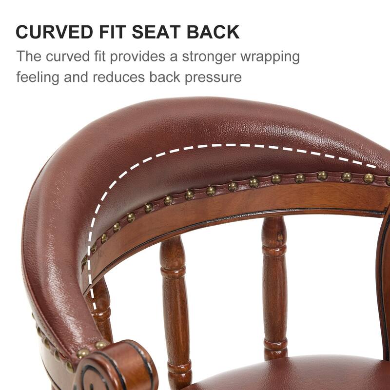 Seat height 26" Cow top Leather Wooden Bar Stools, 360 Degree Swivel Bar Height Chair(1pc)