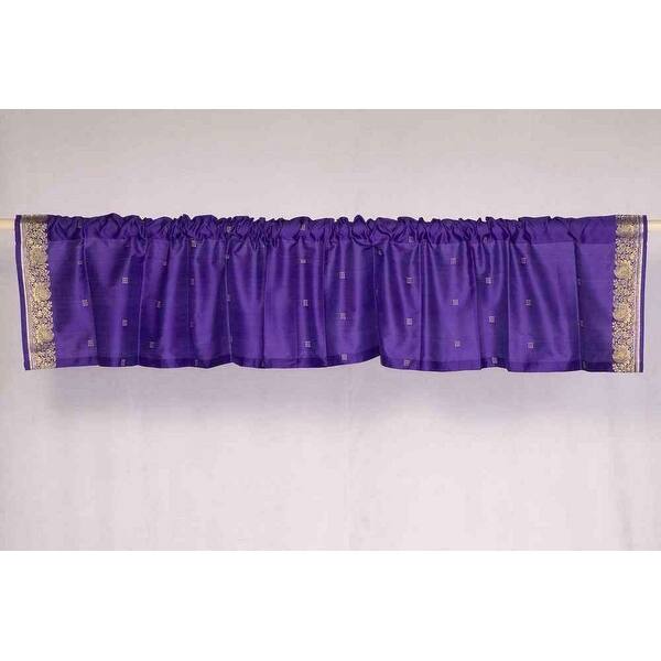 slide 1 of 1, Purple - Rod Pocket Top It Off handmade Sari Valance - Pair