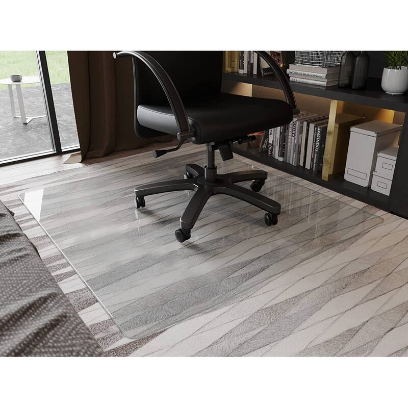 Office Chair Mat 46 x 36 with Tempered Glass for Hard Floor Protection