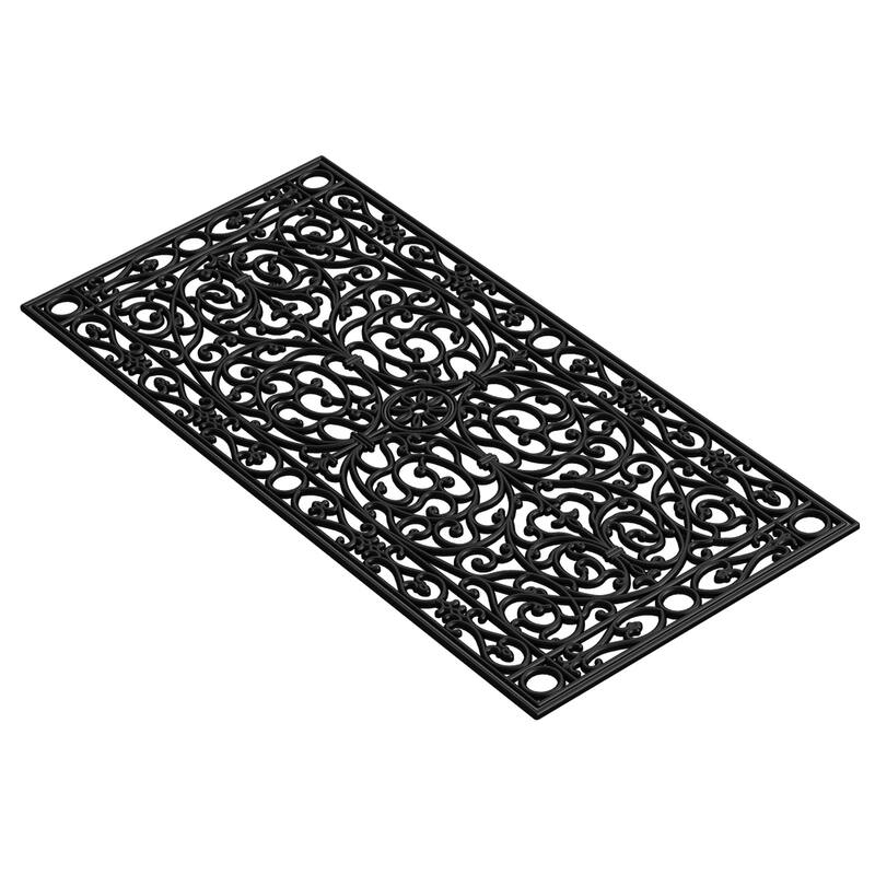 HomeRoots 24" X 48" Black Scrollwork Outdoor Rubber Door Mat - 24' X '48