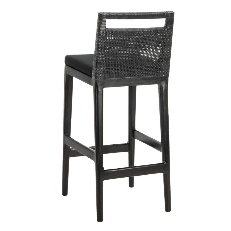 SAFAVIEH Cune 28.8 Inch Woven Dining Darin Black/ Black Cushion Bar Stool - 15.8" x 20.5" x 38.8" - 16Wx21Dx39H