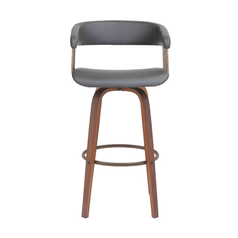 Modern Faux Leather Swivel Bar Stool with Full Back and Bucket Seat