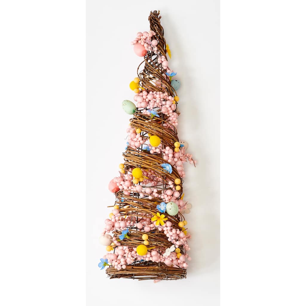 21" Tabletop Twig Tree with Easter Eggs, Berries and Flowers - 21