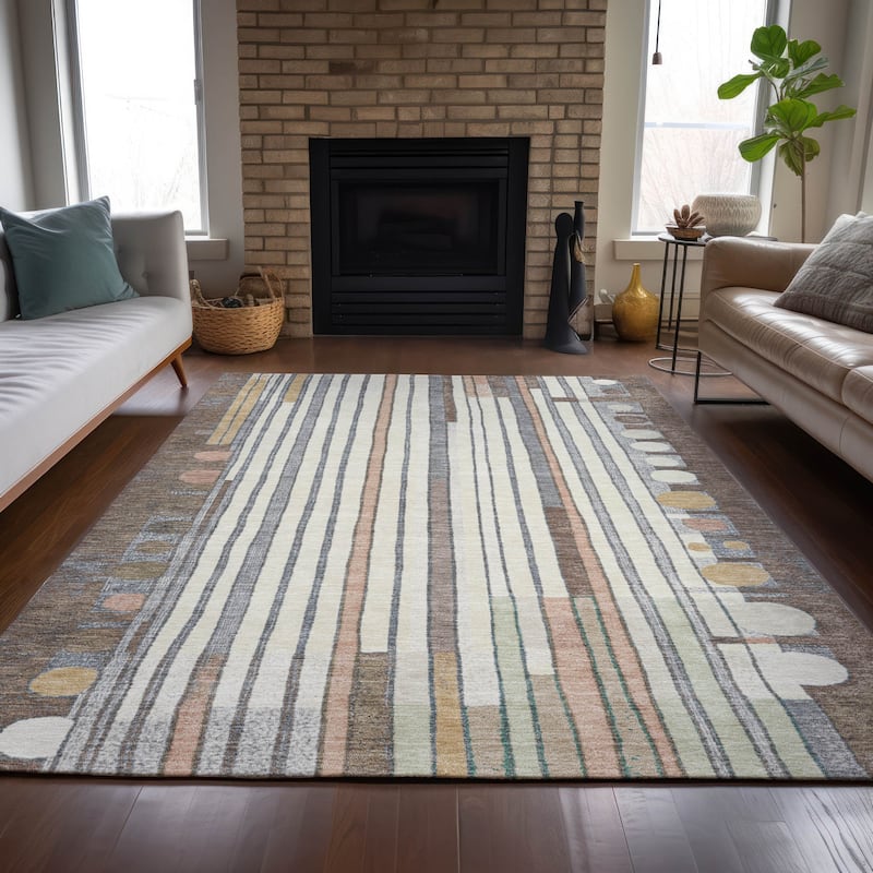 Machine Washable Indoor/Outdoor Casual Contemporary Chantille Rug