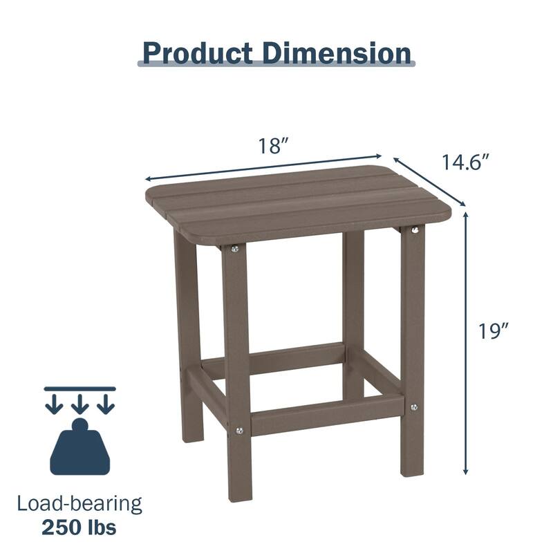 Aoodor Outdoor Adirondack Side Table HDPE End Table - 18"×14.5"