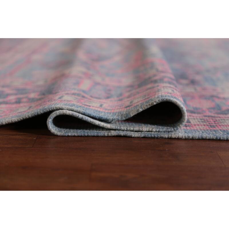 Hand Knotted Oriental 100% Wool Carpet Transitional All-Over Navy Blue & Blues Oushak Area Rug - 10' 3'' X 7' 9''