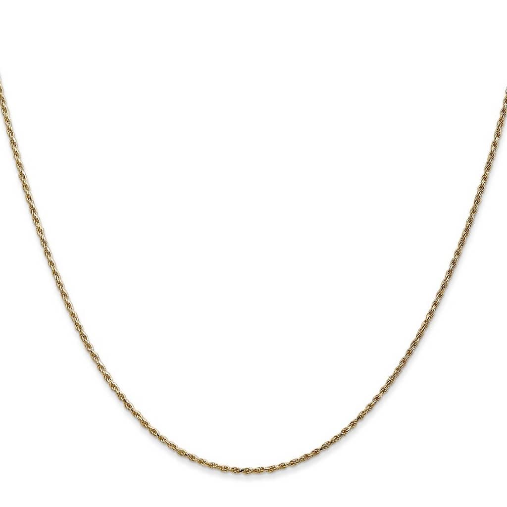 Curata 14k Yellow Gold Solid 1.0mm Diamond-cut Rope Chain Necklace Options: 16 18 20 22 24