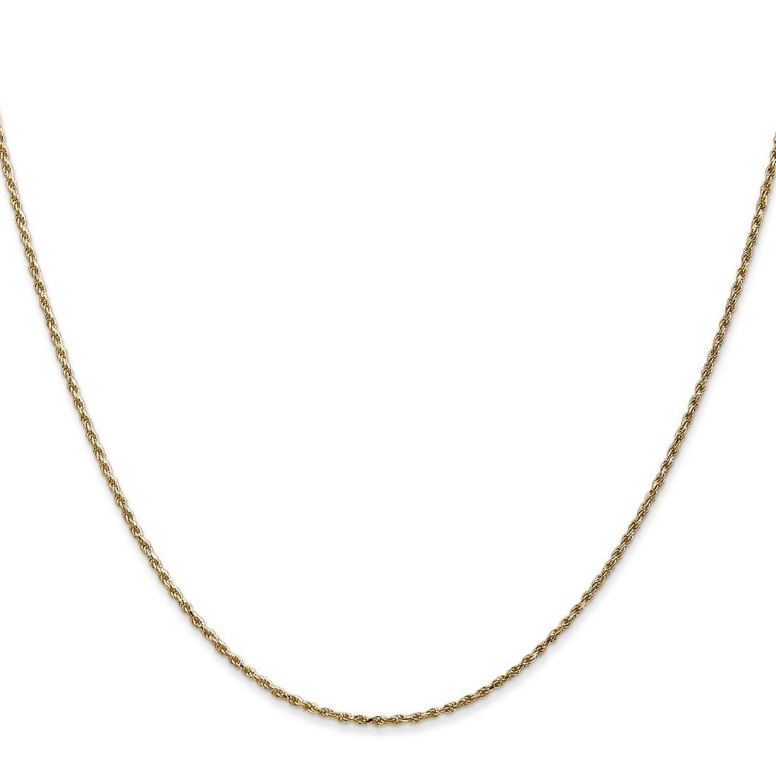 Curata 14k Yellow Gold Solid 1.0mm Diamond-cut Rope Chain Necklace