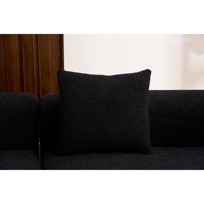 Modular Curved Sectional Sofa, Full Compression 4-Seater Foam Couch, Chenille Boneless Cloud Sofa for Living Room, Bedroom