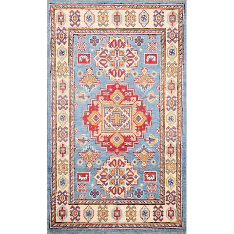 Geometric Traditional Oriental Kazak Area Rug Hand-knotted Wool Carpet - 2'7" x 4'4"