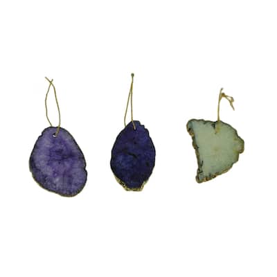 Agate Slice Suncatcher Hanging Ornaments Set Of 3 - 3.25 X 2.25 X 0.25 inches