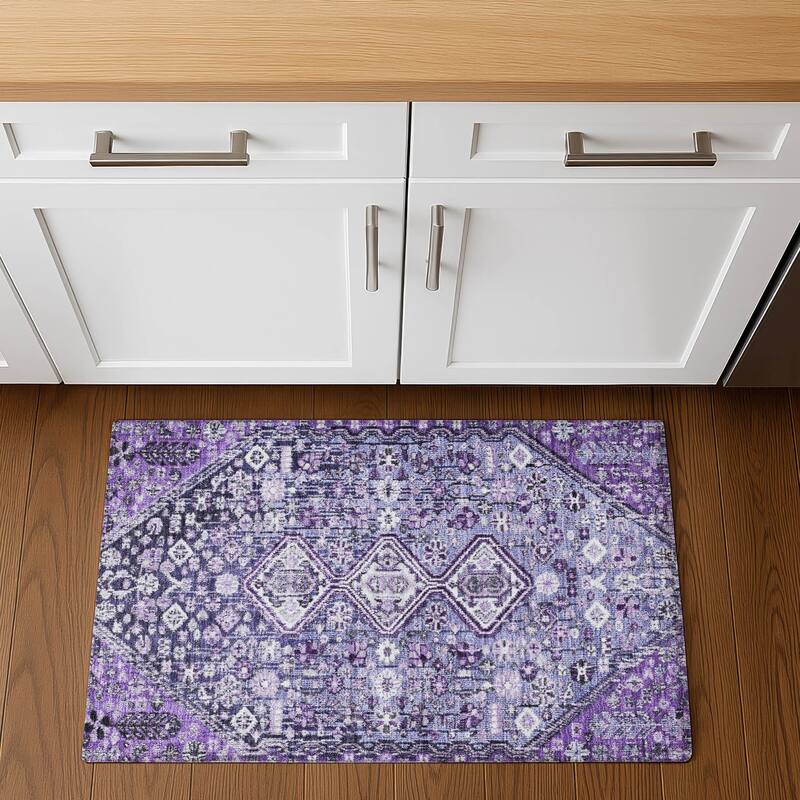 Premium Washable Super Soft Traditional Global Mayfield Rug - 1'8" x 2'6" - Purple