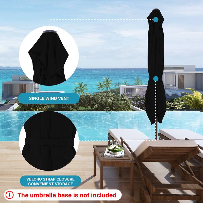 6.5*10ft Rectangular Patio Market Umbrella with Crank & Tilt, UV & Water-Resistant Canopy