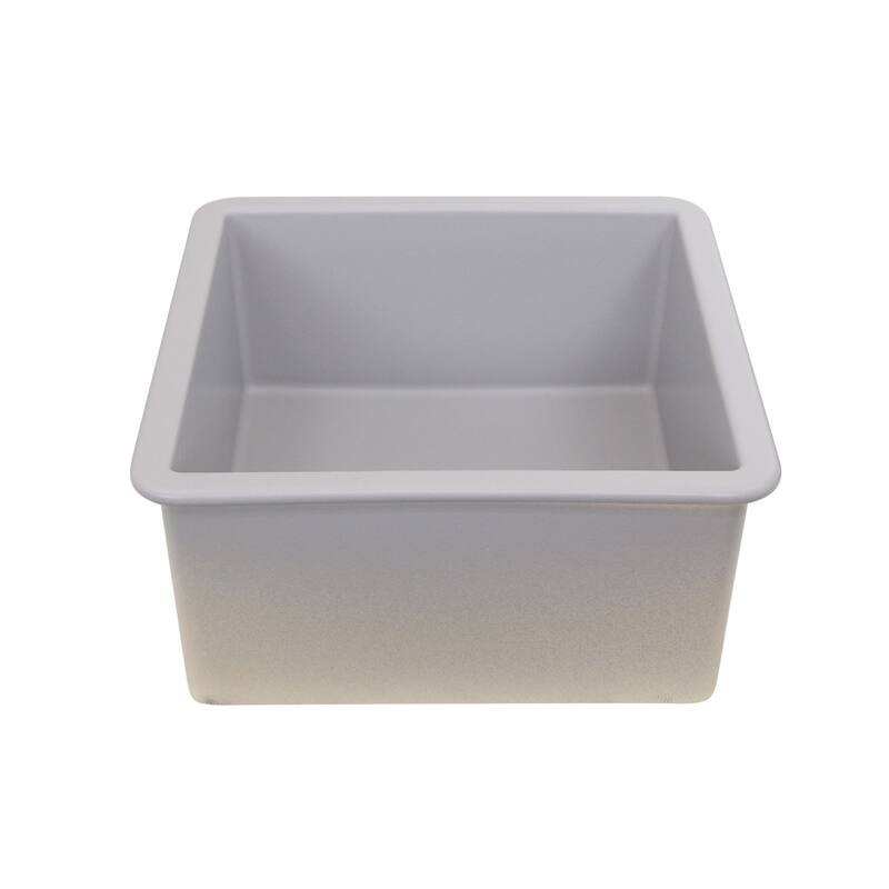 Square Matte Gray Dualmount Fireclay Kitchen or Bar Sink - 18 x 18 x8.5 inches