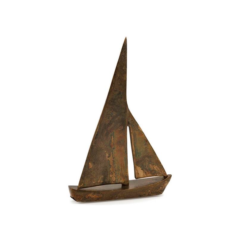 HomeRoots 12" Rust Aluminum Decorative Sailboat Tabletop Sculpture - 8' X '11.5' X '2