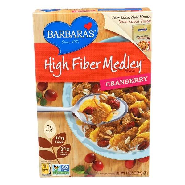 Barbara's Bakery High Fiber Cereal - Cranberry - Case of 6 - 13 oz.