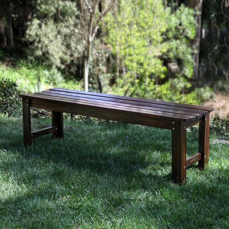 Shine Company 5FT Backless Garden Bench, Cedar Wood, HYDRO-TEX Finish
