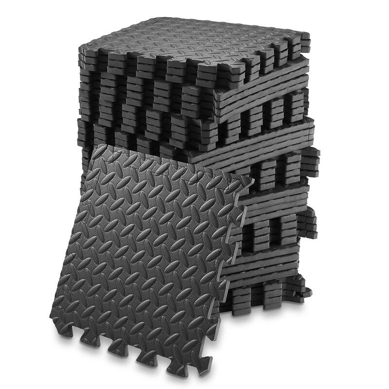 36 Gym Exercise Flooring Mats 12in Foam Workout Floor Tiles Black - Medium - Medium