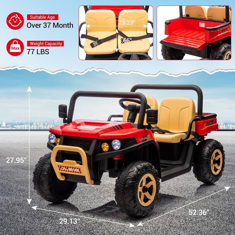 24V 2 Seater Ride On Dump Truck UTV Toy for Kids Best Gifts