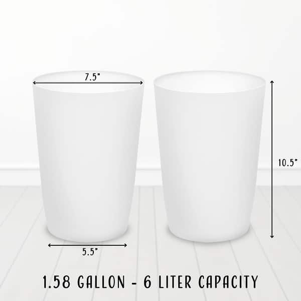 dimension image slide 1 of 6, HOLD N’ STORAGE - Set of 2 Small Trash Can with Open Top for Compact and Tight Spaces – 1.58 Gallon Capacity