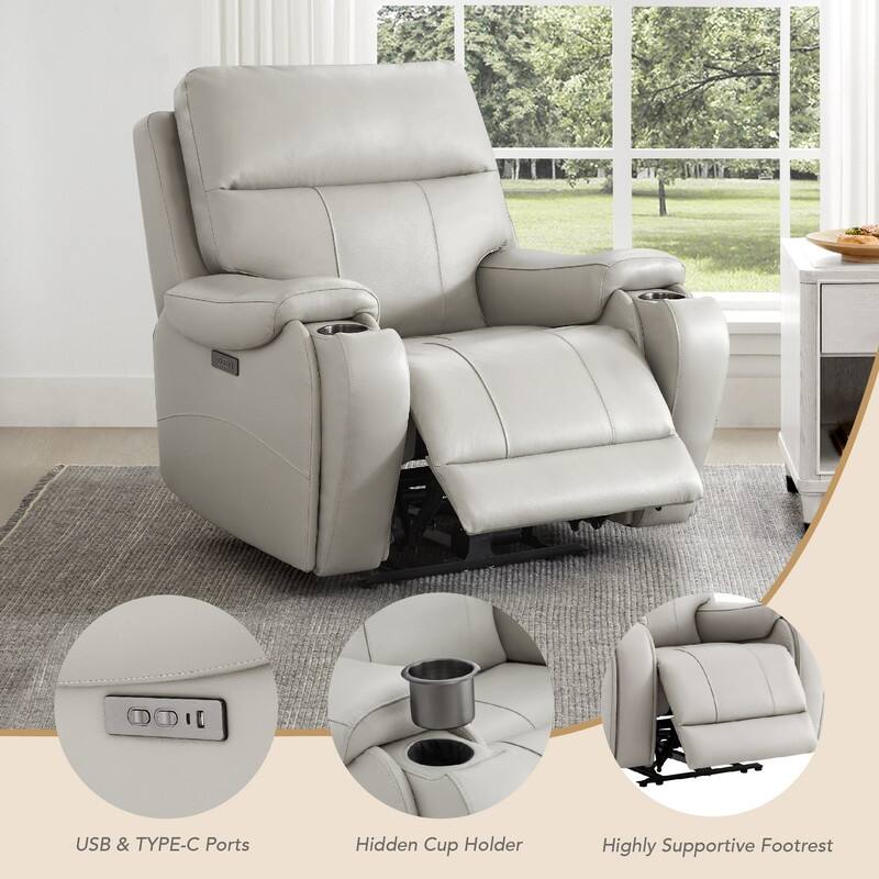 Spruce & Spring Gavin Power Genuine Leather Recliner Chair Zero-Gravity Recliner