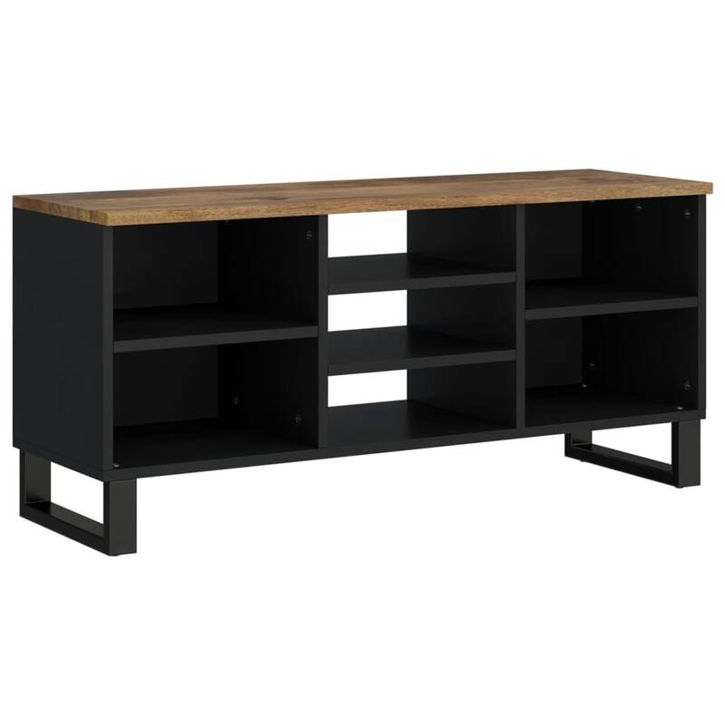 vidaXL TV Cabinet Honey brown, black Solid mango wood and engineered wood - 39.4 x 39.4 x 18.1 in