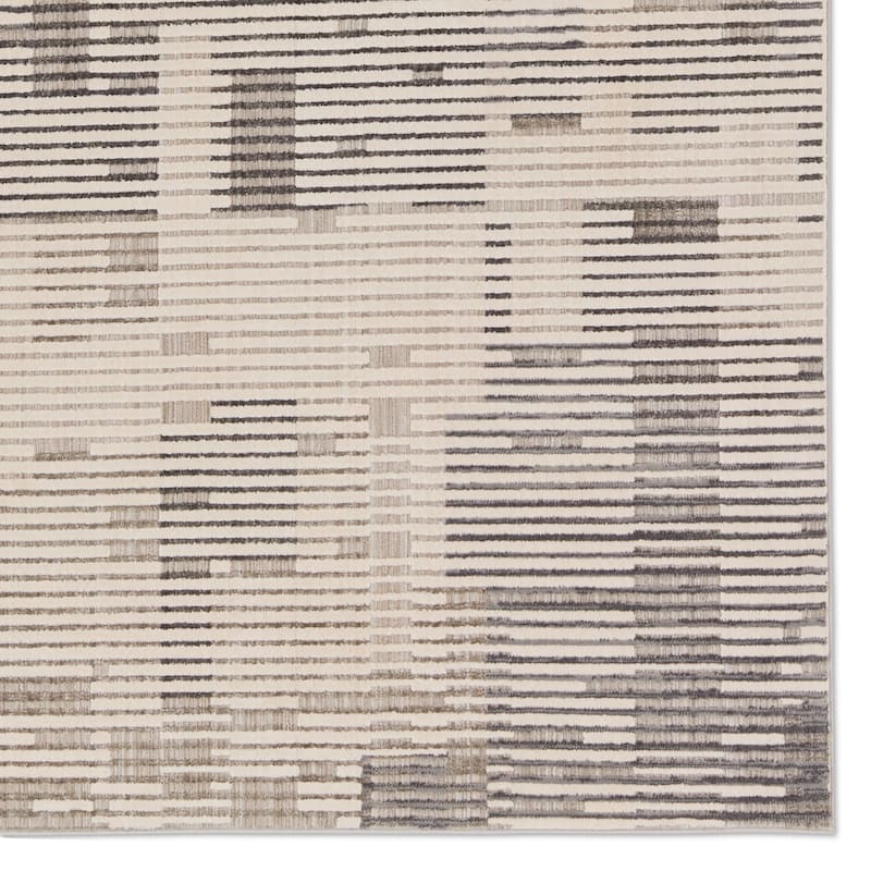 Genteel Striped Gray/ Cream Area Rug