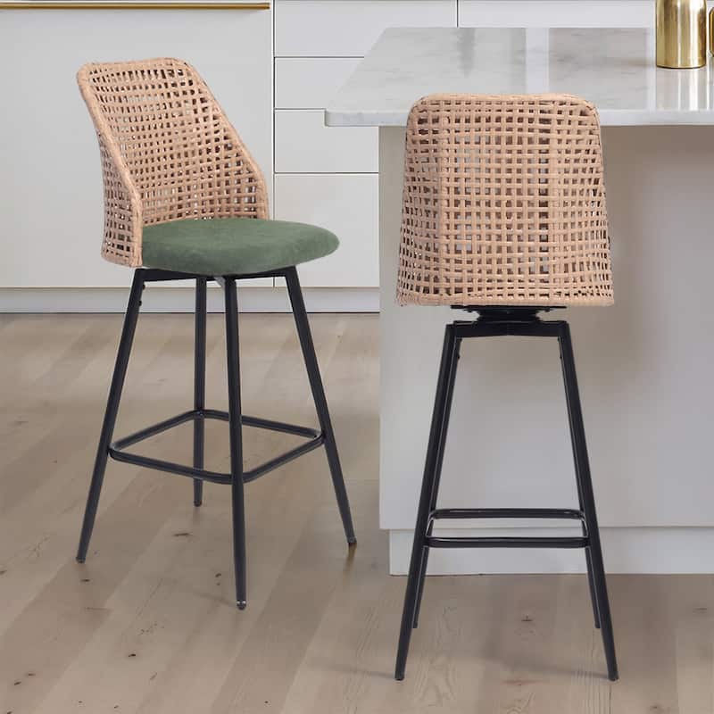 28.8" Indoor Swivel Wicker Barstools