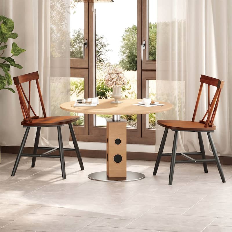 Costway Dining Chairs Set of 2/4 Farmhouse Kitchen Chair with Rubber