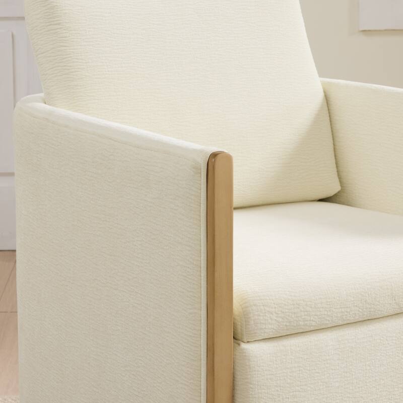 Spruce & Spring Modern Chenille Dining Chair with Casters, Wood Inlay & Hidden Storage