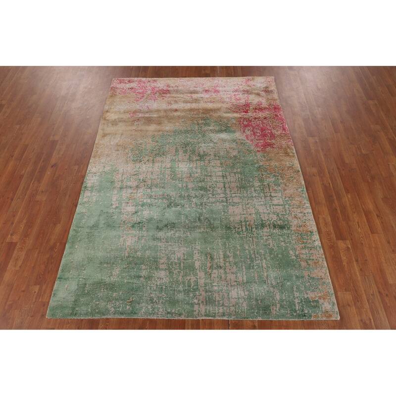 Contemporary Abstract Indian Area Rug Handmade Wool Carpet - 5'7"x 7'10"
