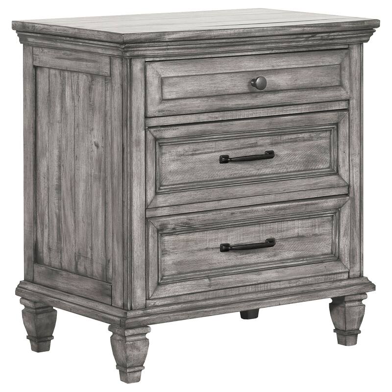 Avenue Farmhouse 3-drawer Bedroom Nightstand - Weathered Grey