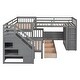 preview thumbnail 11 of 58, 3 IN 1Twin-Twin over Full L-Shaped Bunk Bed With 3 Drawers, Portable Desk and Wardrobe