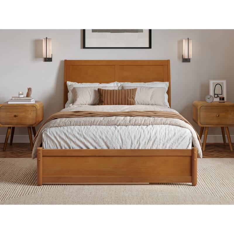 Andorra Platform Bed with Panel Footboard and Twin Trundle
