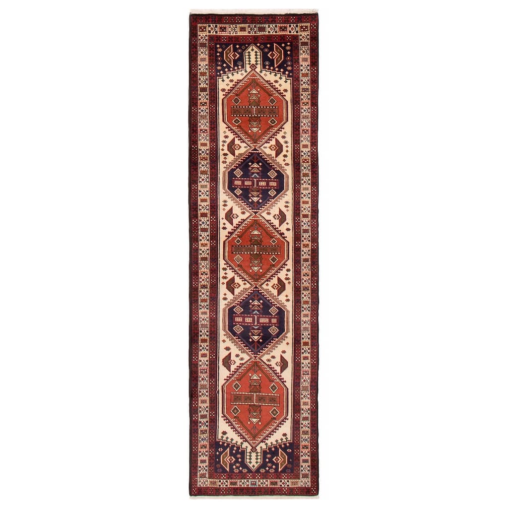 ECARPETGALLERY Hand-knotted Konya Anatolian Cream Wool Rug - 2'5 x 9'1