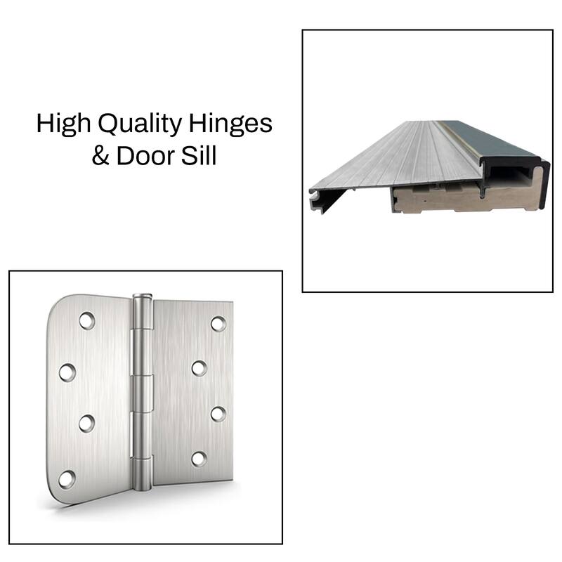 36 x 80 Smooth Fiberglass Entry Door with Brickmould,3/4 View Frosted Glass, Left Hand Inswing,White Primed Knock-Down Door