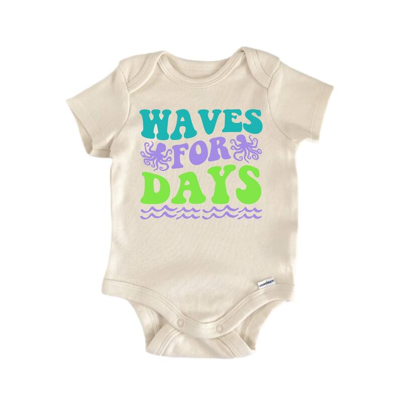 Waves for Days Beach Mermaid - Baby Boy Girl Clothes Bodysuit Funny Cute - White - 6-9M