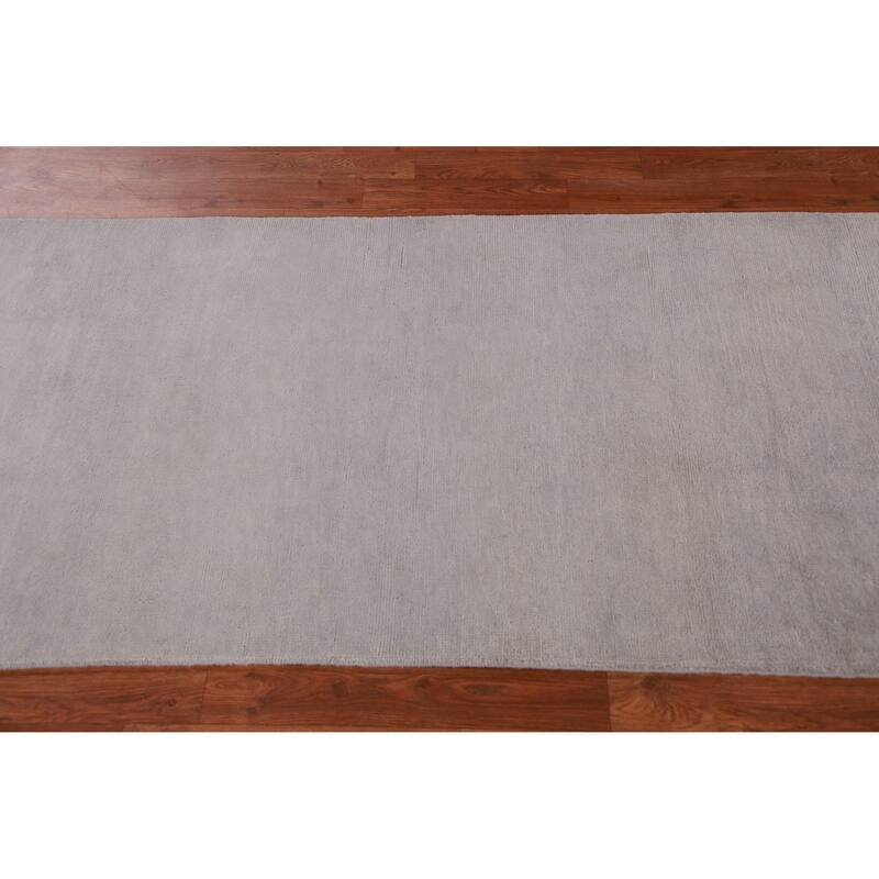 Hand Knotted Oriental 100% Wool Carpet Modern Solid Purples Gabbeh Runner Rug - 10' 1'' X 2' 11''
