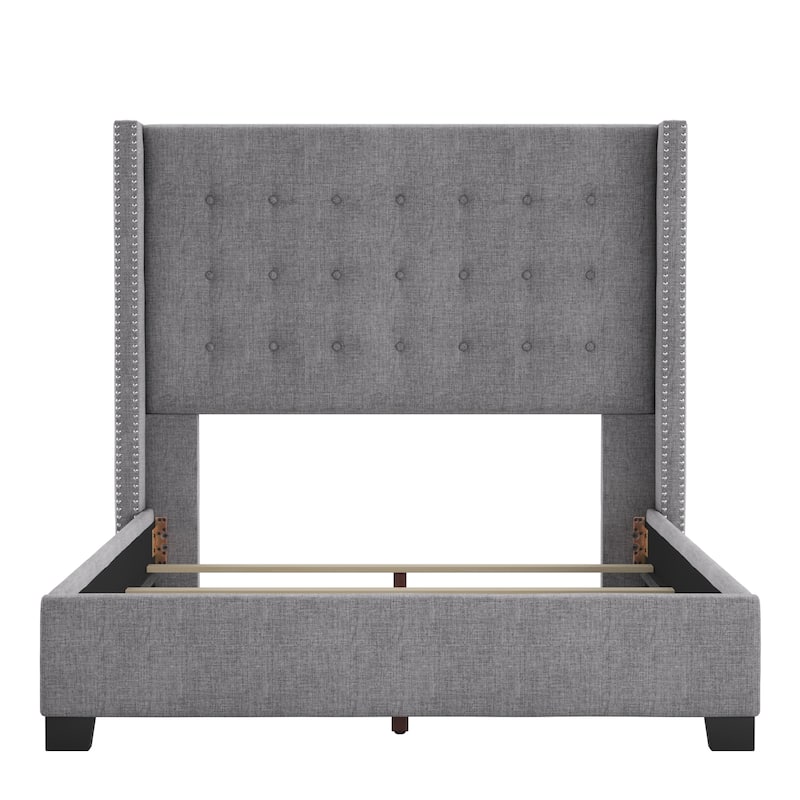 Melina Tufted Linen Wingback Platform Bed by iNSPIRE Q Bold