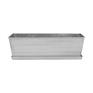 Achla Designs Medium White Flower Box With Wall Brackets - Galvanized Steel Planter
