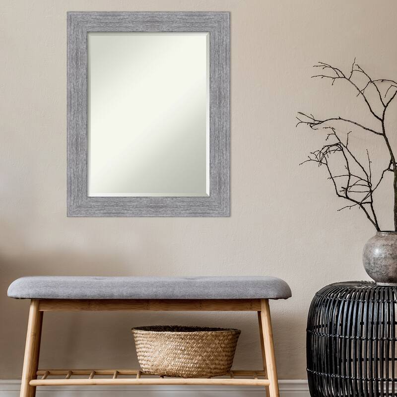 Beveled Bathroom Wall Mirror - Bark Rustic Char Frame