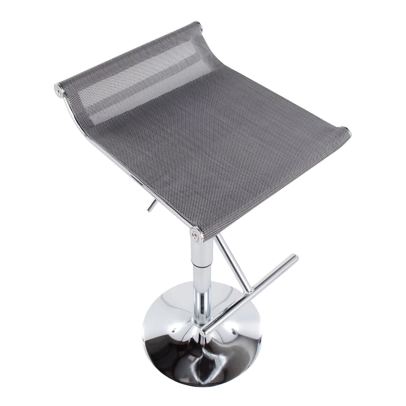 Lumisource Mirage Ale Adjustable Bar Stool in Chrome and Silver Mesh - 18"Lx16"Wx26.25-35"H