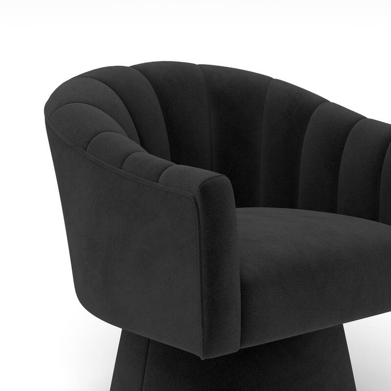 SEYNAR Modern Glam Velvet Upholstered Round Swivel Accent Arm Barrel Chair for Living Room Set of 2