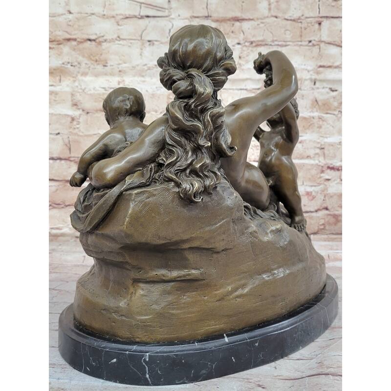 Hot Cast Bronze Vintage Antique Reproduction Of Mother Children Classical Art By Carrier Belleuse